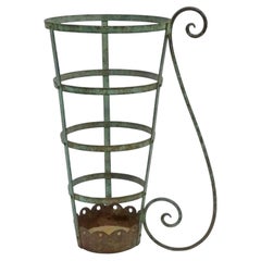 Italian 1940s Painted Metal Umbrella Stand with Scroll Detail