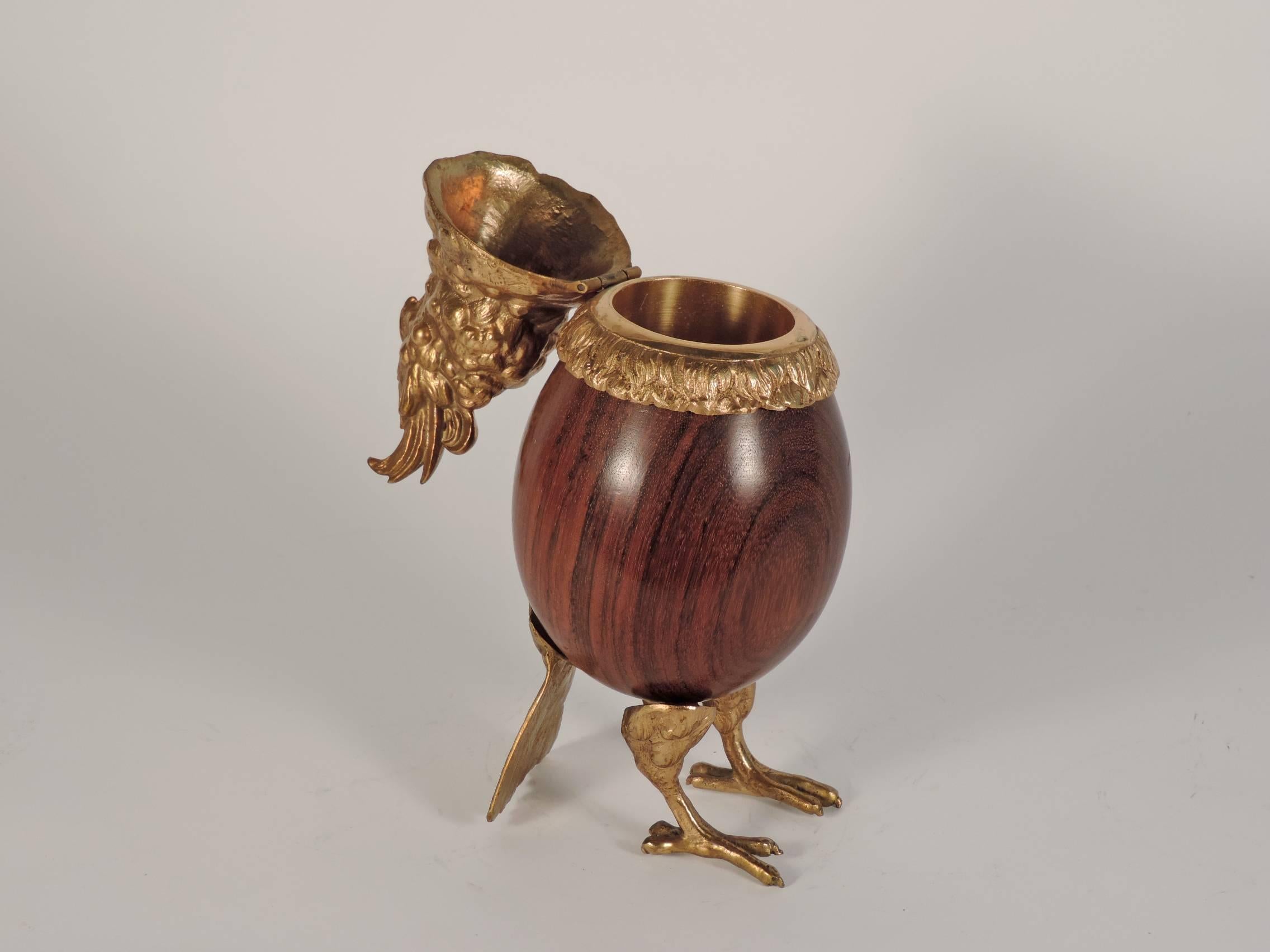 Late 20th Century Gabriella Crespi Wood and Brass Parrot Box, Italy 1970s For Sale