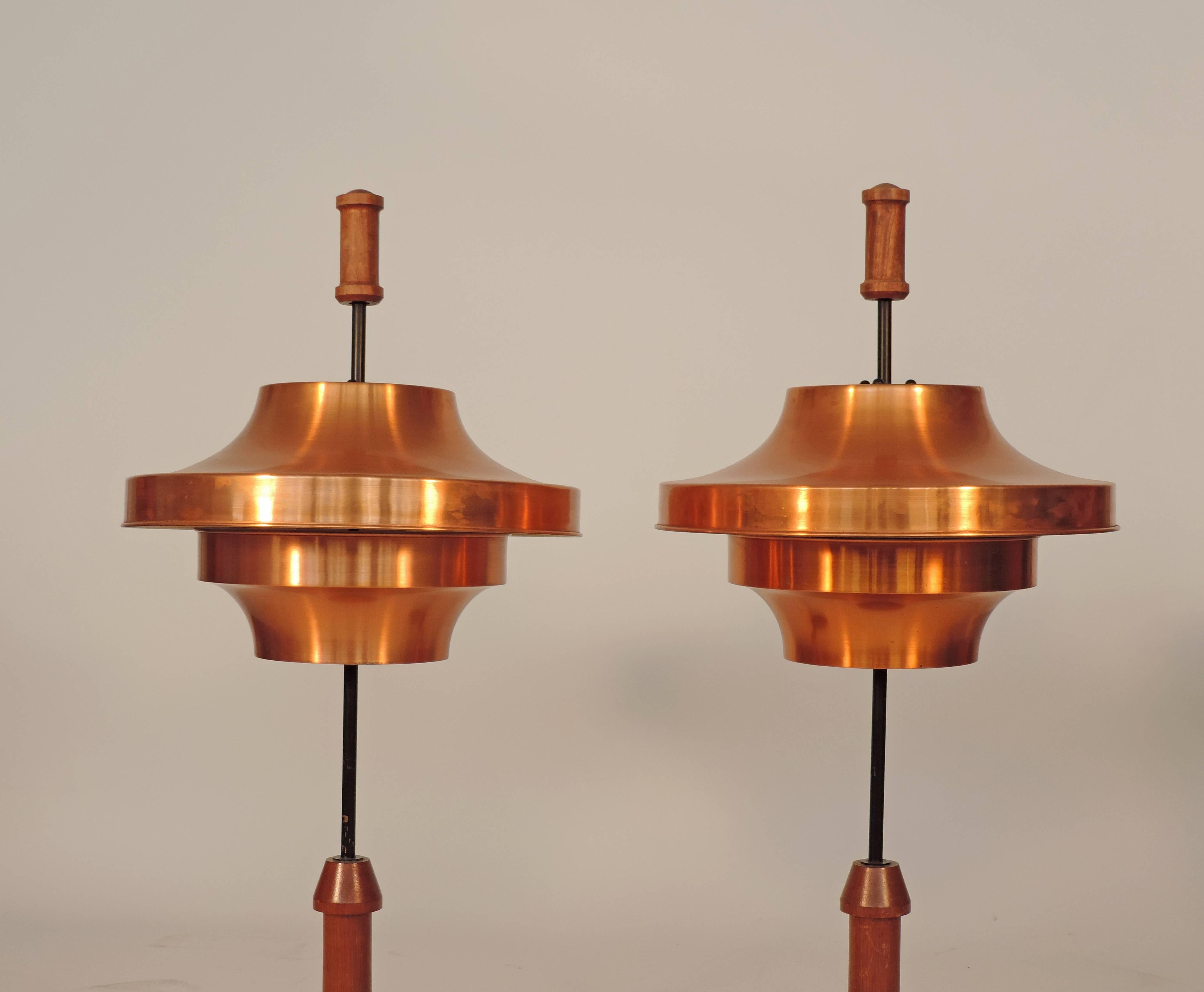 Mid-Century Modern Spectacular and Large Pair of Copper Table Lamps
