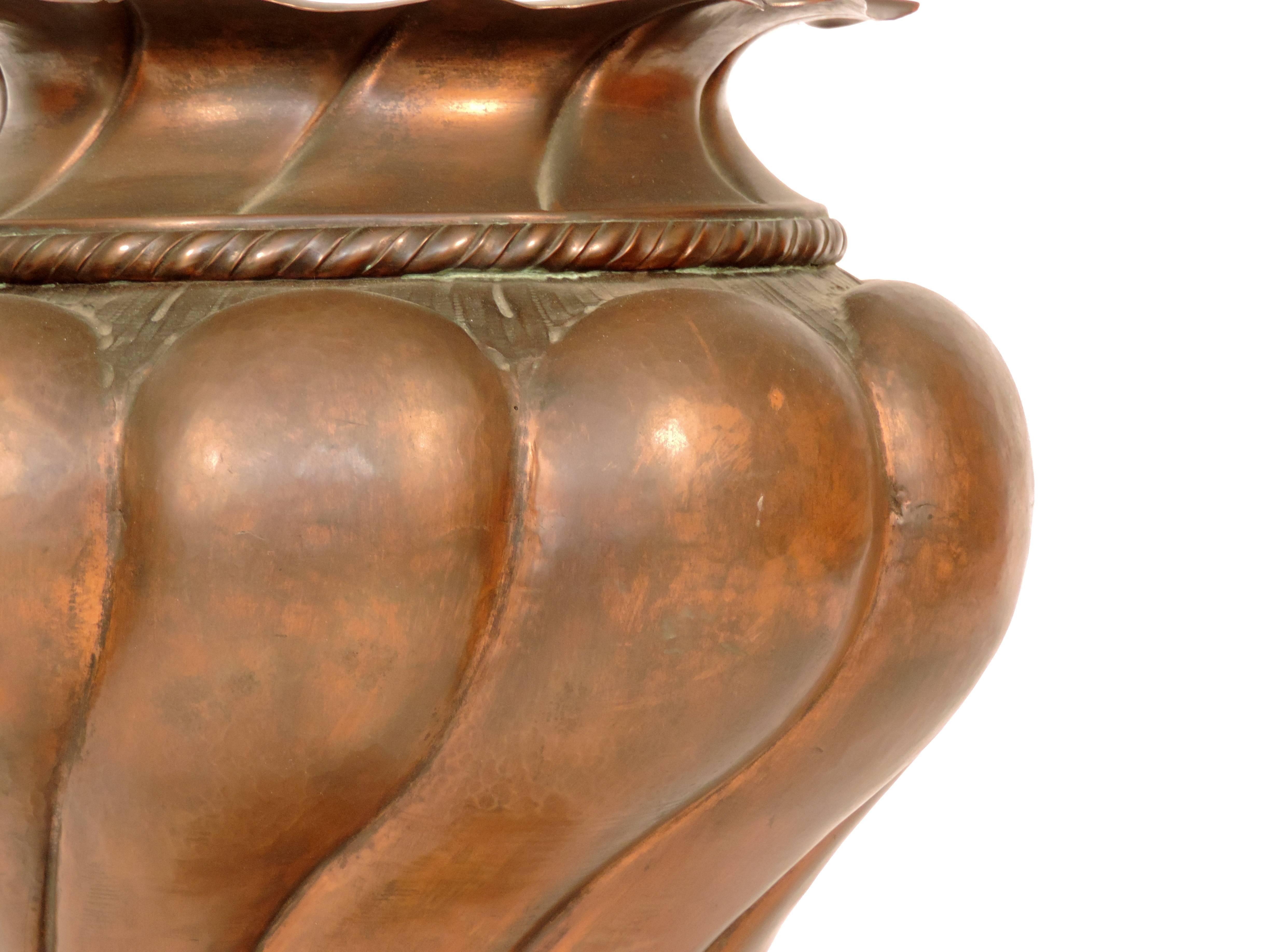 Hammered Monumental Italian 1920s copper vase
