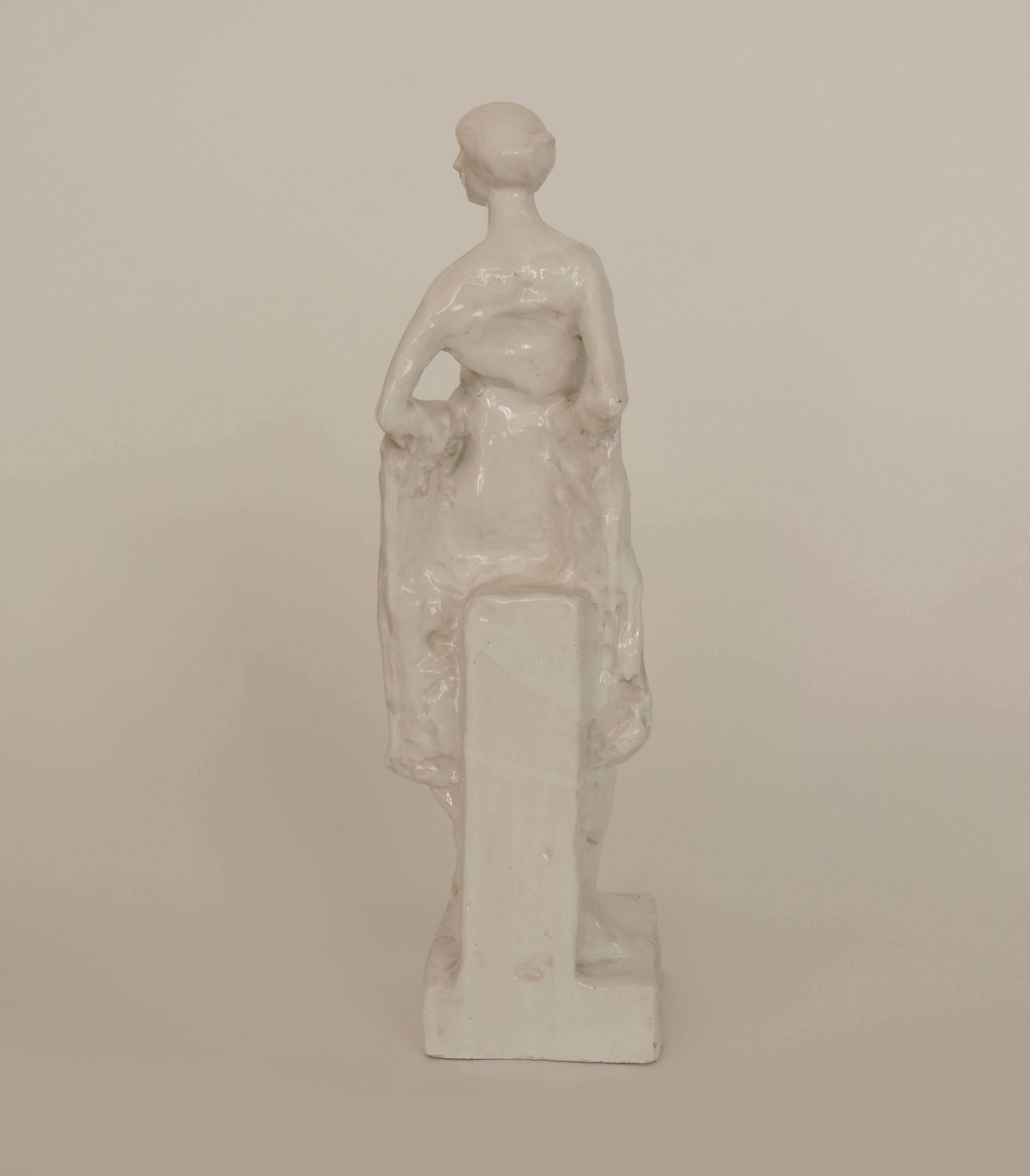 Art Nouveau Enrico Mazzolani Female Figure, Italy, 1930s For Sale