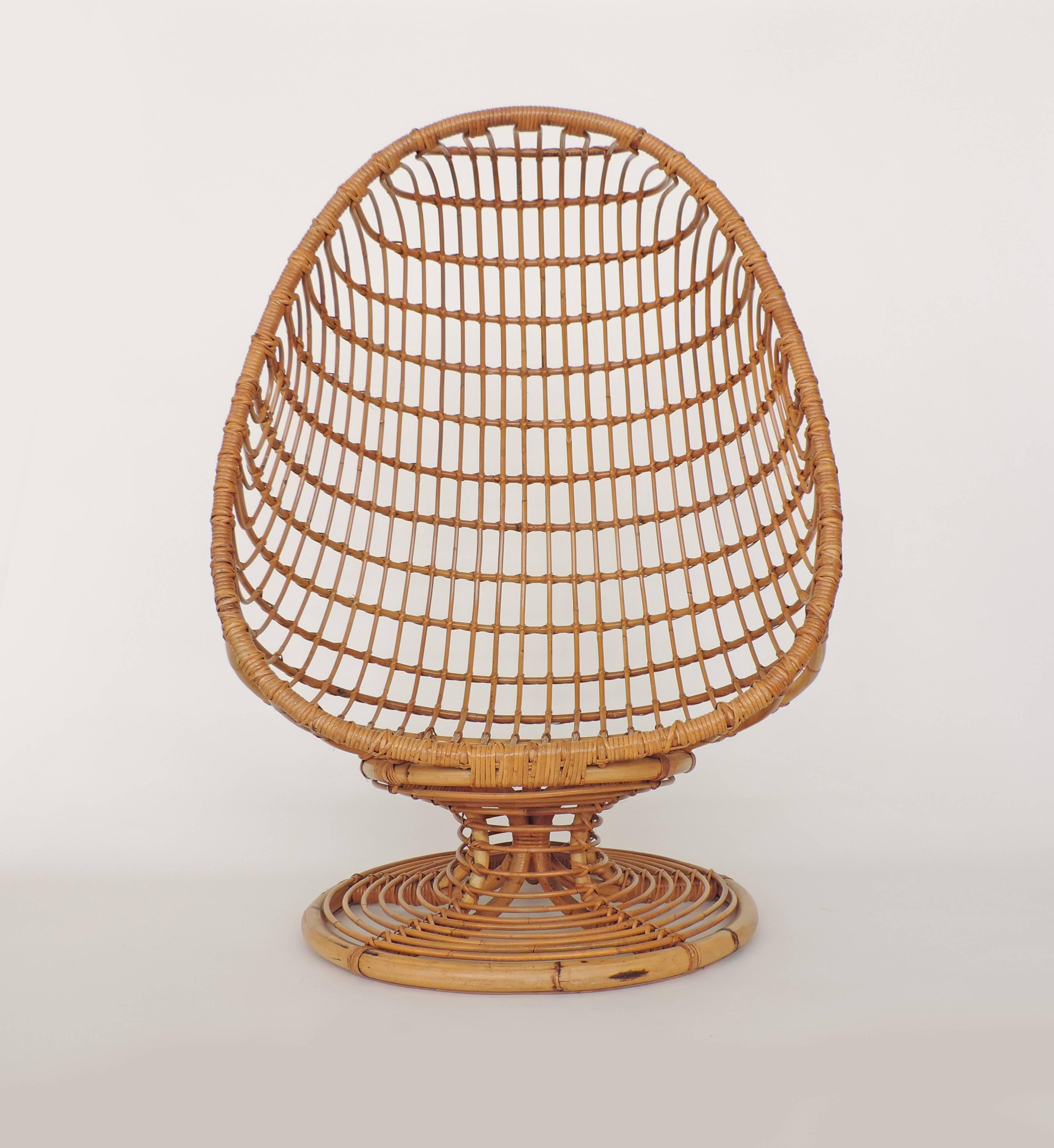 Spectacular bamboo egg chair, Italy, 1960s.