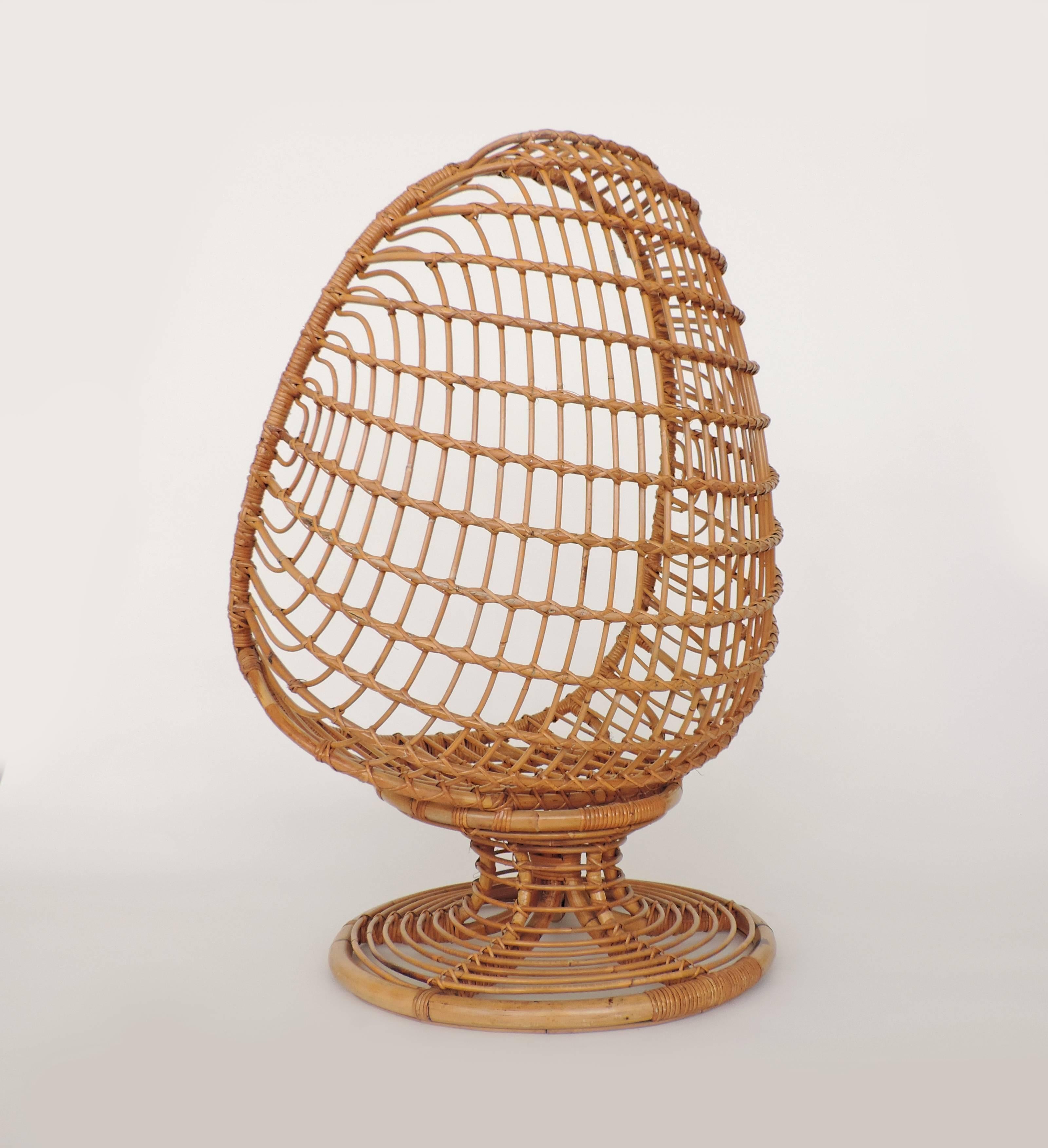 Italian Spectacular Bamboo Egg Chair, Italy, 1960s