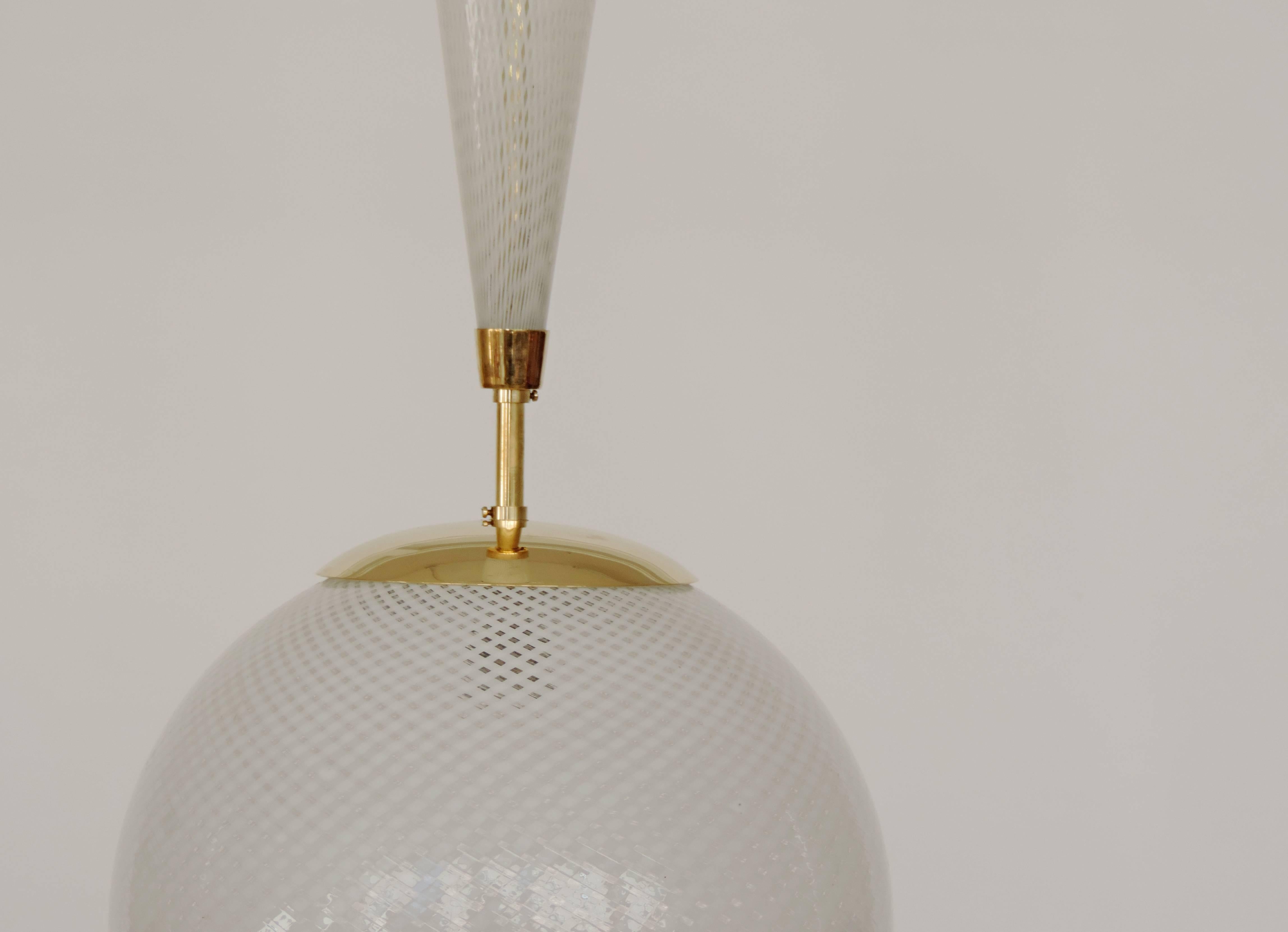 Carlo Scarpa Filigrana Glass Ceiling Light Mod. 5417 for Venini & Co. In Excellent Condition In Milan, IT