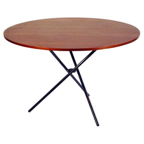 Verstellbarer runder Tisch mit Holzplatte von Jurg Bally für Arform. Italien 1950er Jahre