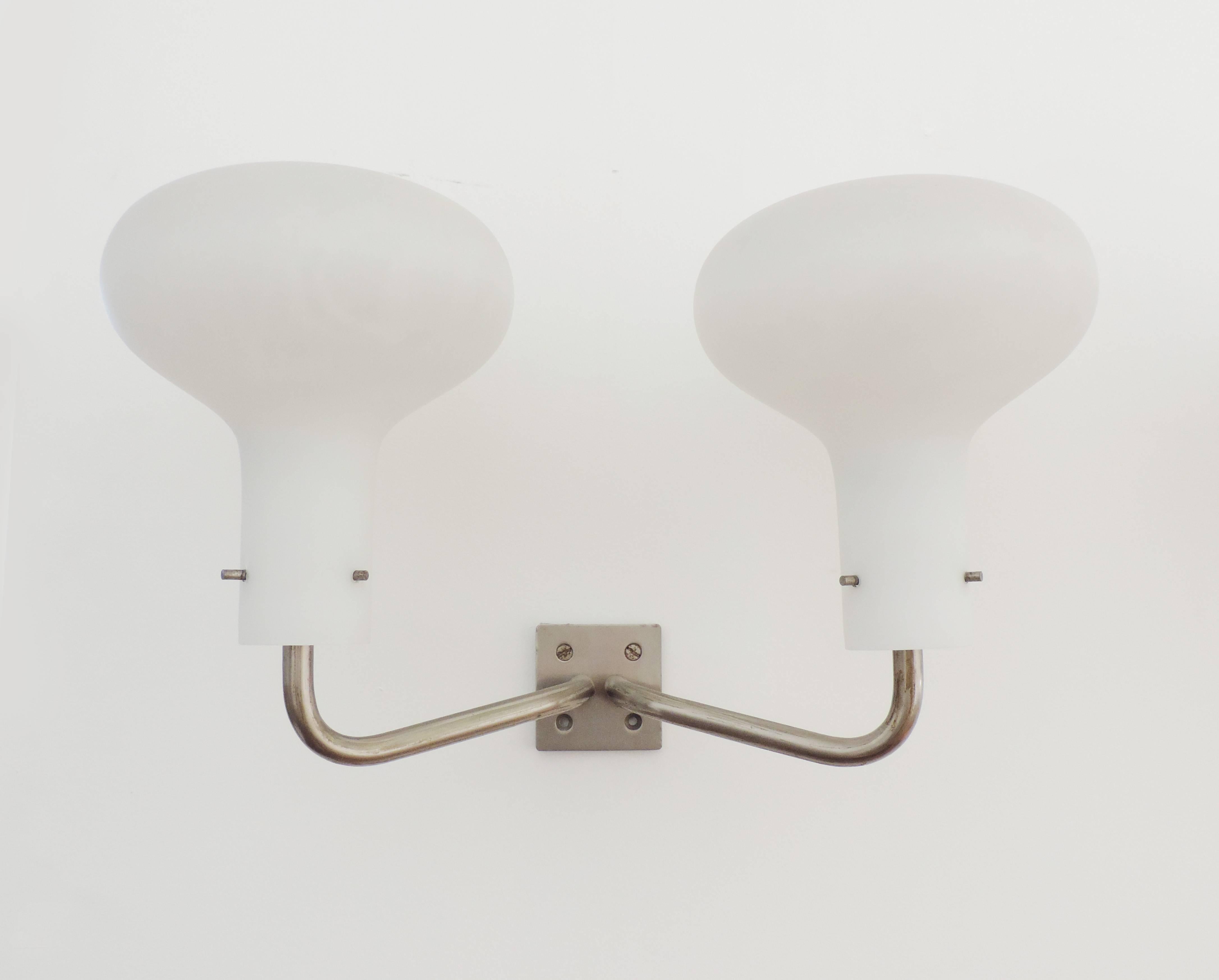 Pair of LP 12 sconces by Ignazio Gardella for Azucena.
Also referred to as Galleria sconces.