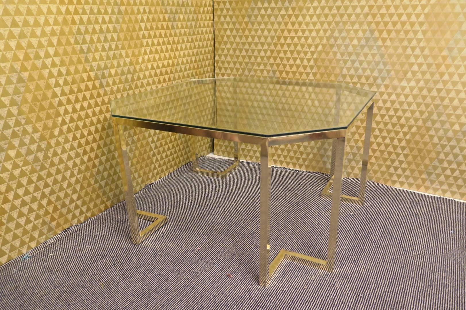 1950 Brass and Glass Italian Sofa Table In Excellent Condition In Rome, IT