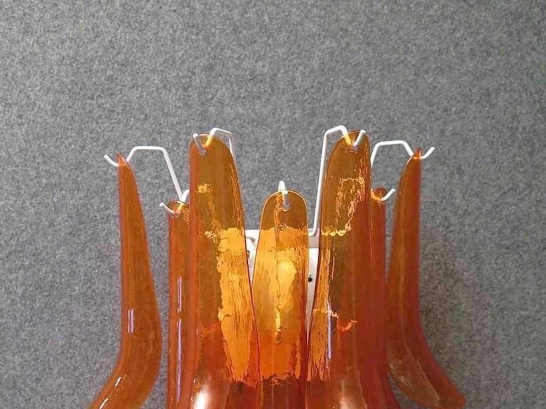 Late 20th Century Mazzega Semi Circle Orange Art Glass Murano Wall Lights Sconces, 1970 For Sale