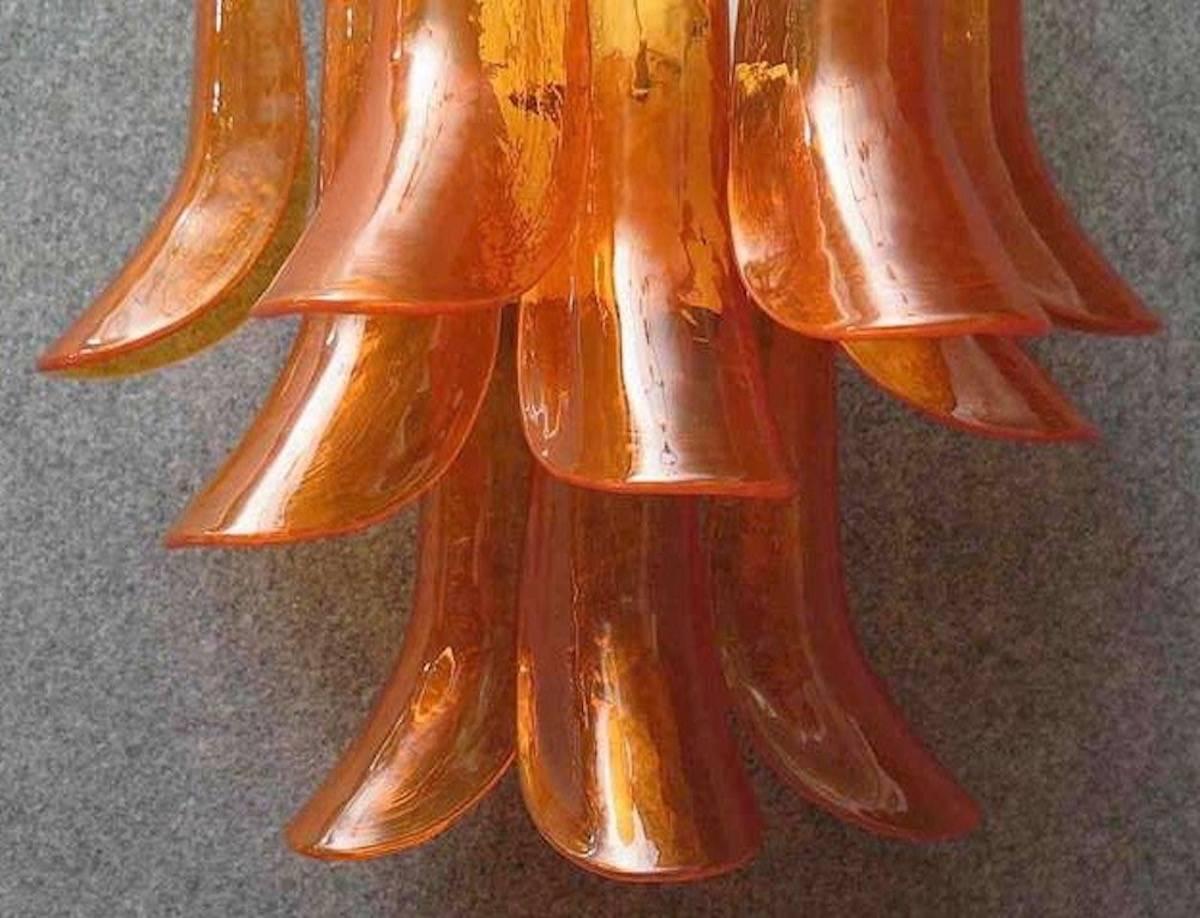 Mazzega Semi Circle Orange Art Glass Murano Wall Lights Sconces, 1970 For Sale 1