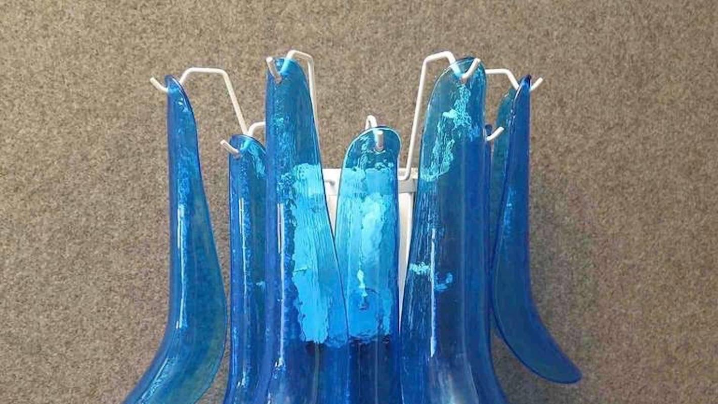 Mazzega Murano Blue Art Glass Midcentury Wall Lights Sconces, 1970 en vente 2