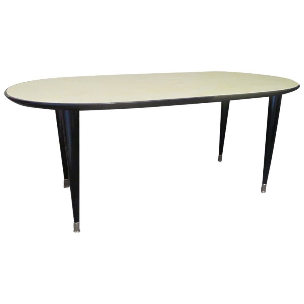 Art Deco Oval Goat Skin Dining Table, 1940