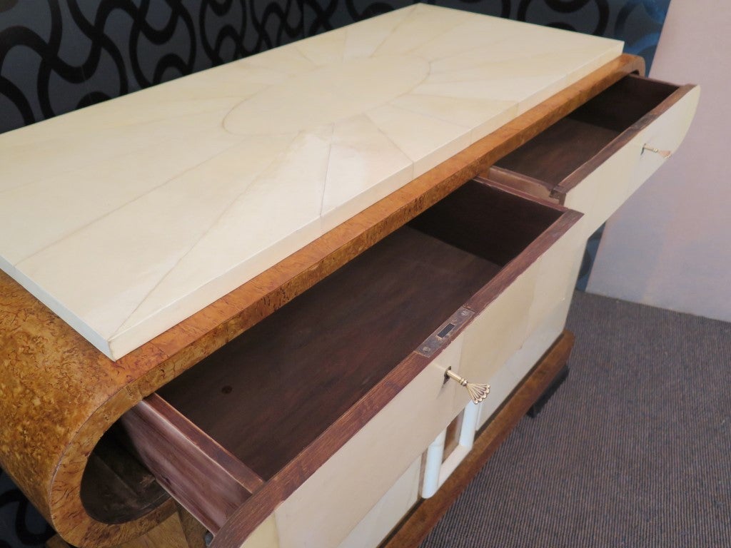 Art Deco White Birch and Goat Skin Italian Sideboard, 1930 3