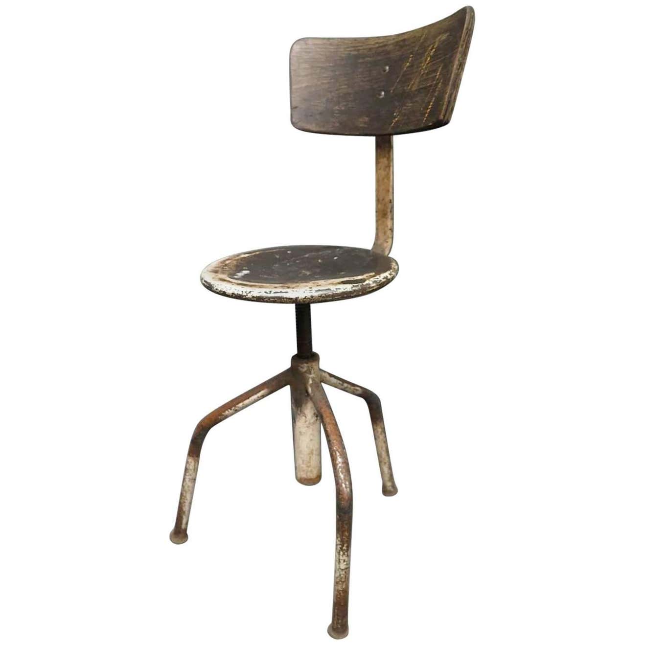 Midcentury Round Metal Italian Industrial Stool, 1960 For Sale at ...