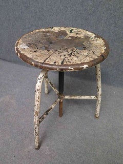 Midcentury Round Metal Italian Swivel Chair / Industrial Stool, 1960