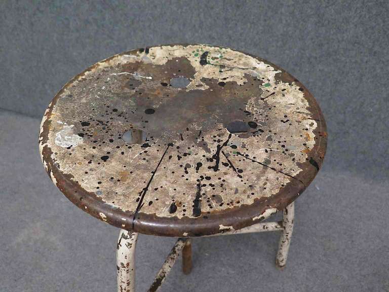 Mid-Century Modern Midcentury Round Metal Italian Swivel Chair / Industrial Stool, 1960 For Sale
