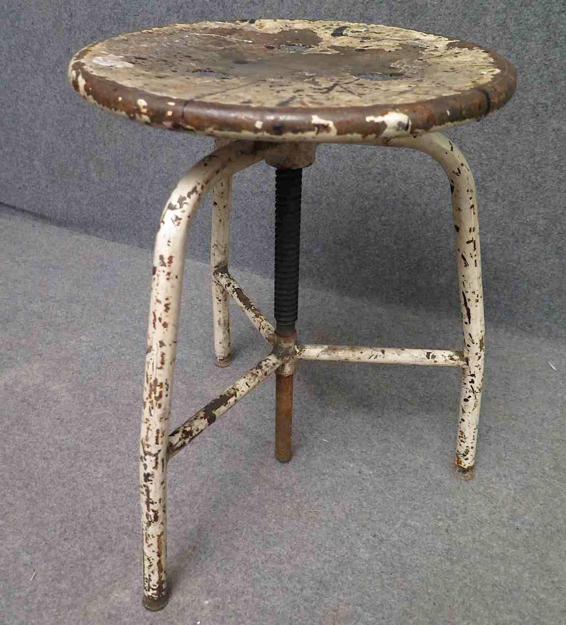 Mid-20th Century Midcentury Round Metal Italian Industrial Stool, 1960 For Sale