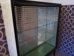 Paolo Buffa Goatskin and Etched Glass Art Deco Italian Showcase, 1940