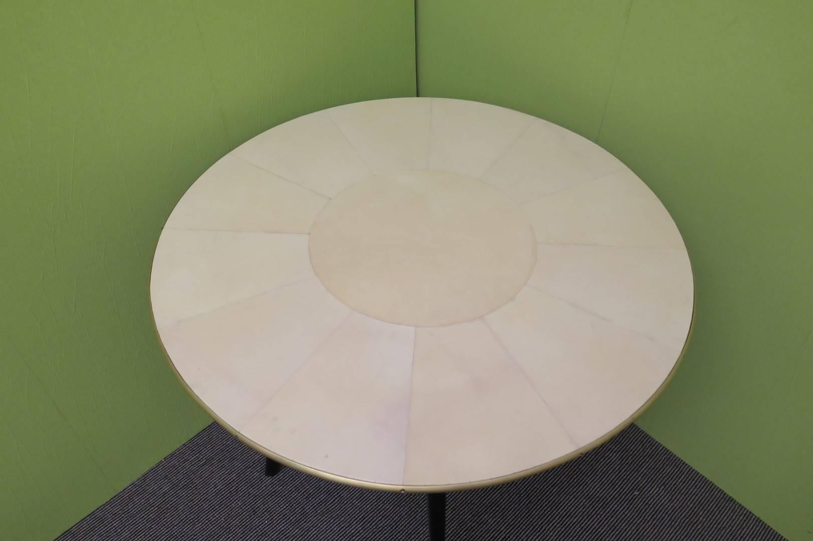 Art Deco Round Goatskin Card and Tea Table, 1940 3