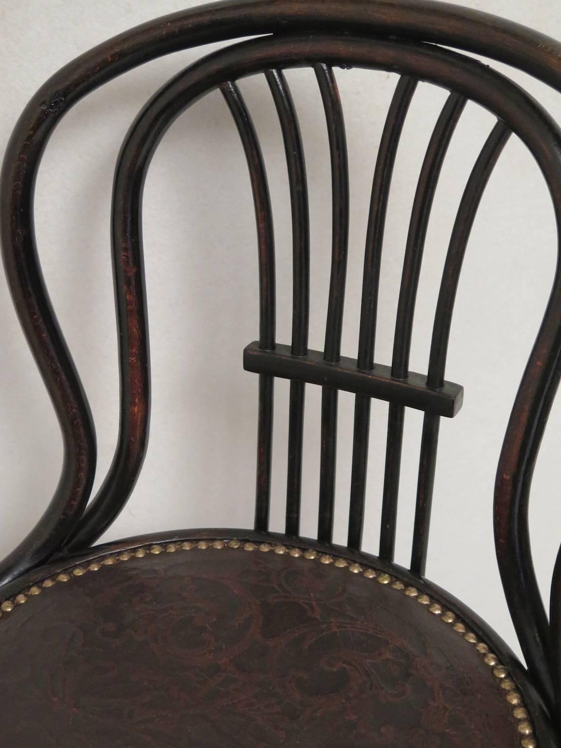 Wood Thonet Black Bentwood Austrian Swivel Chair, 1890