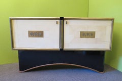 Art Deco Rectangular Goatskin and Brass Italian Sideboard, 1930