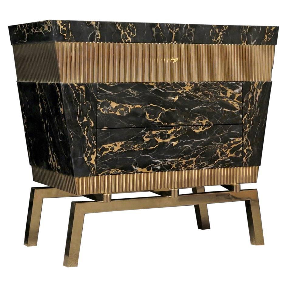 Portoro Marble and Brass Chest of Drawers, 2010