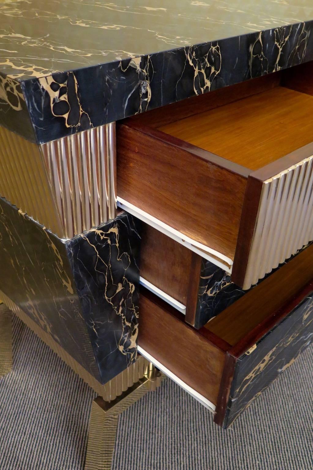 Portoro Marble and Brass Chest of Drawers, 2010 1