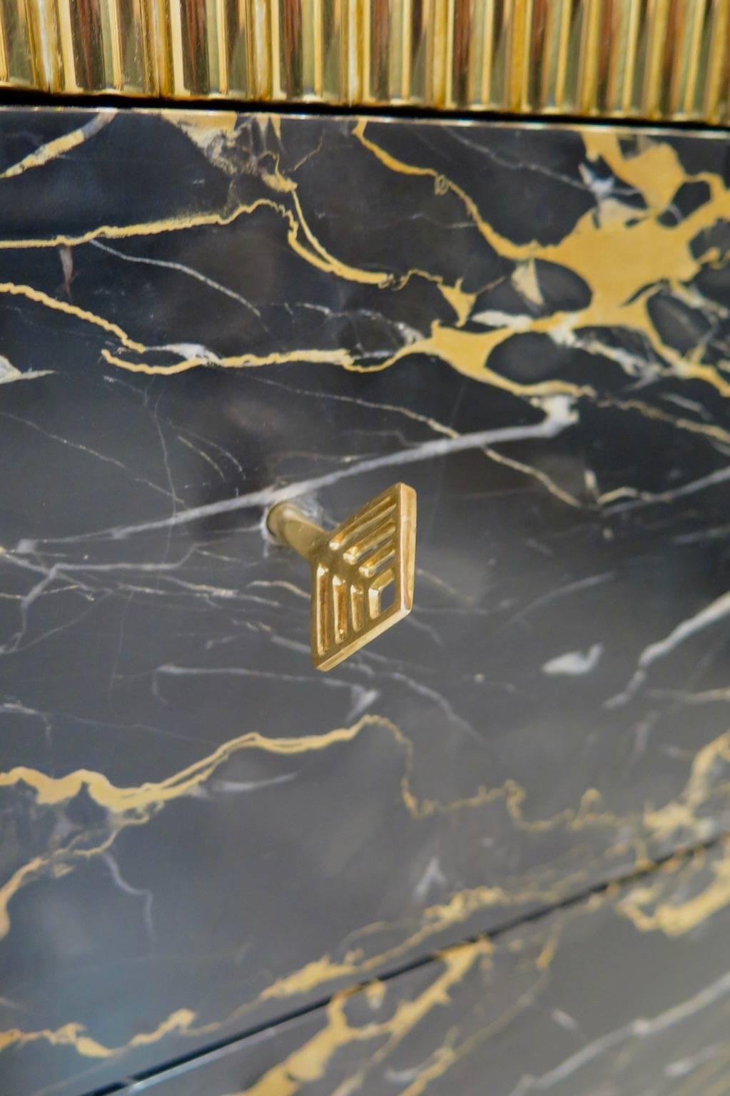 Portoro Marble and Brass Chest of Drawers, 2010 3
