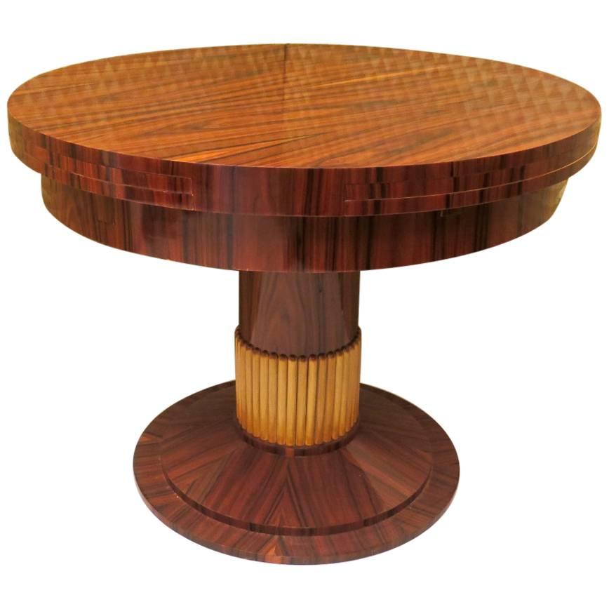 Art Deco Walnut and Maple Extendable Table, 1930