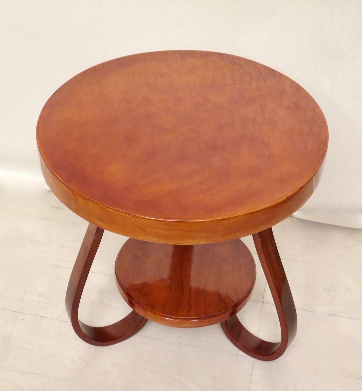 Art Deco Round Cherrywood Italian Side Table, 1930 7