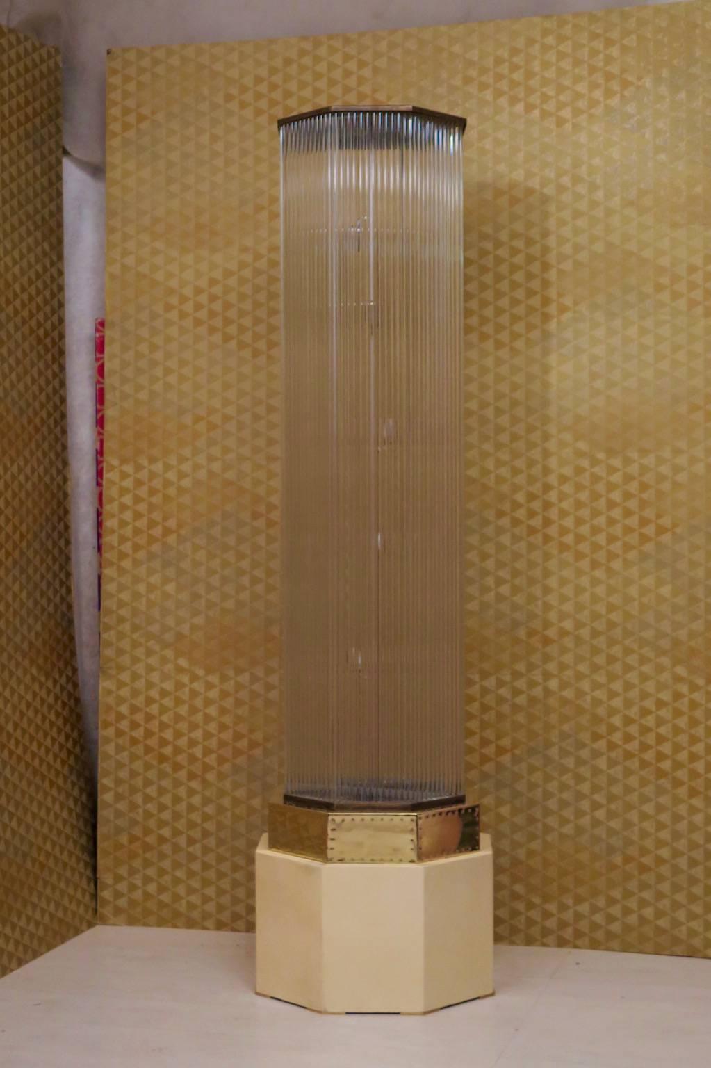 Murano Modern Glass Brass and Goat Skin Italian Floor Lamp, 2010 1