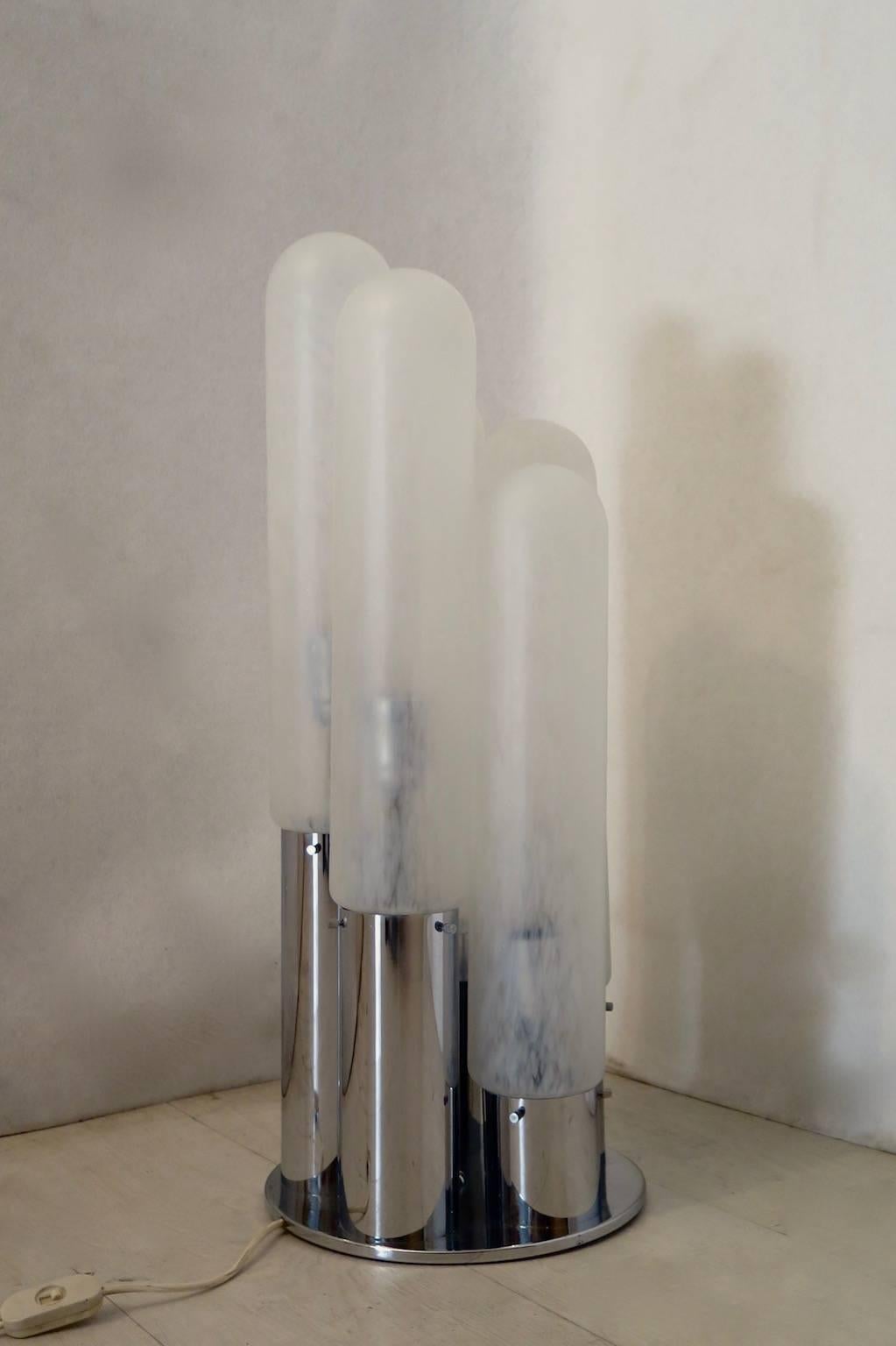 Late 20th Century Nason for Mazzega Glass and Chrome Murano Table Lamp, 1970 For Sale