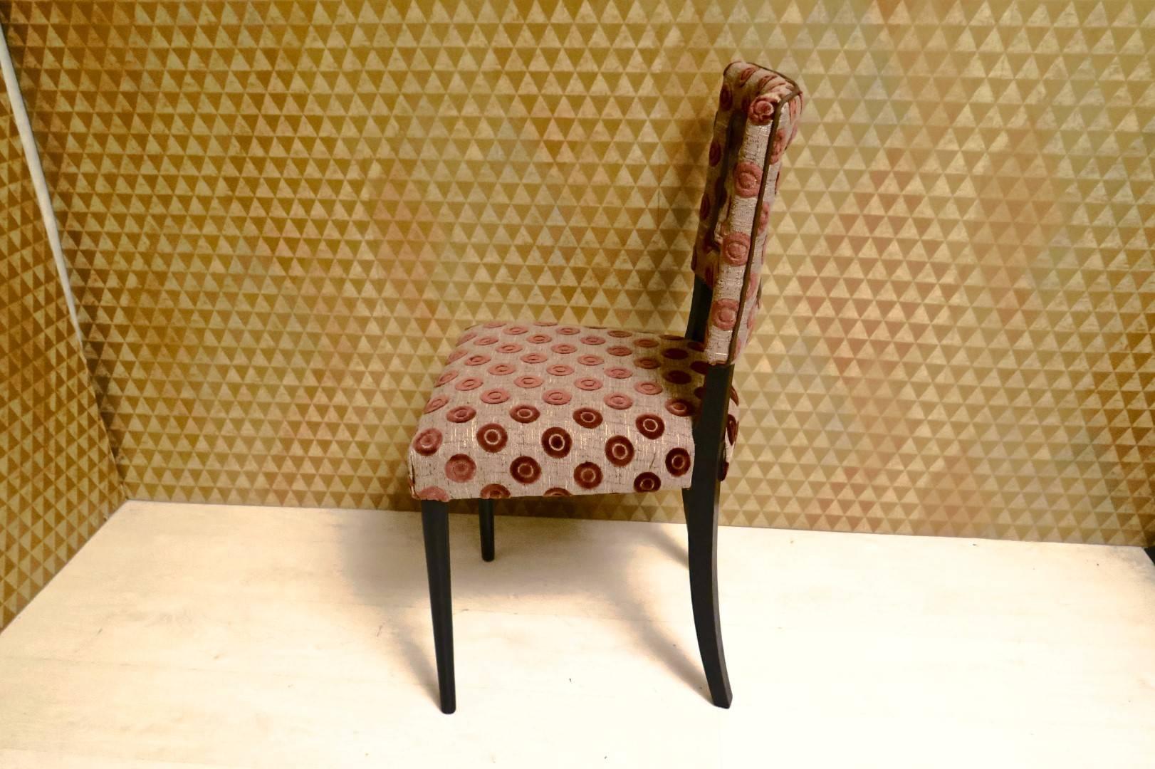 6 Art Deco Brown Geometric Velvet Italian Chairs, 1940 1