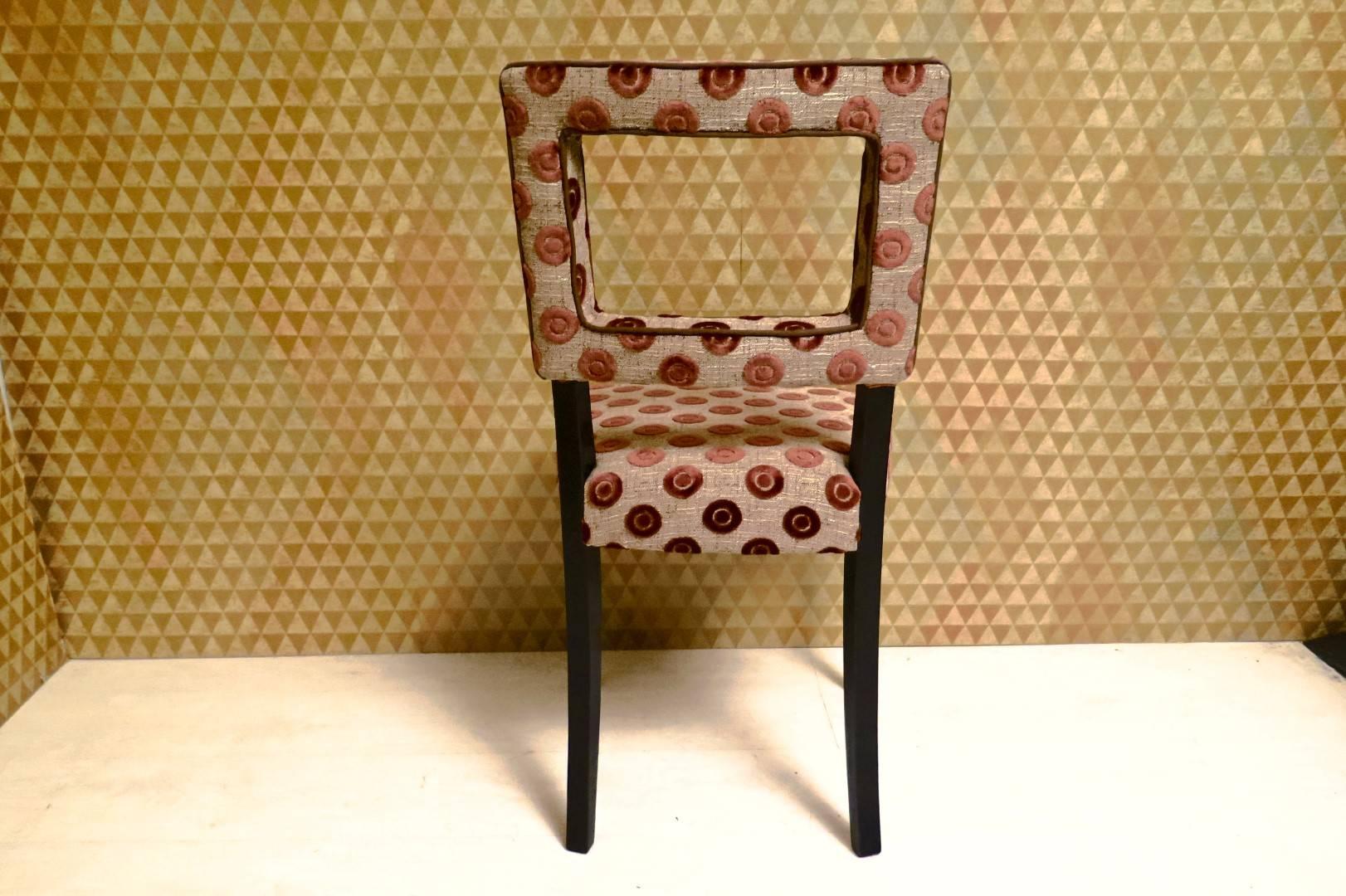 6 Art Deco Brown Geometric Velvet Italian Chairs, 1940 3