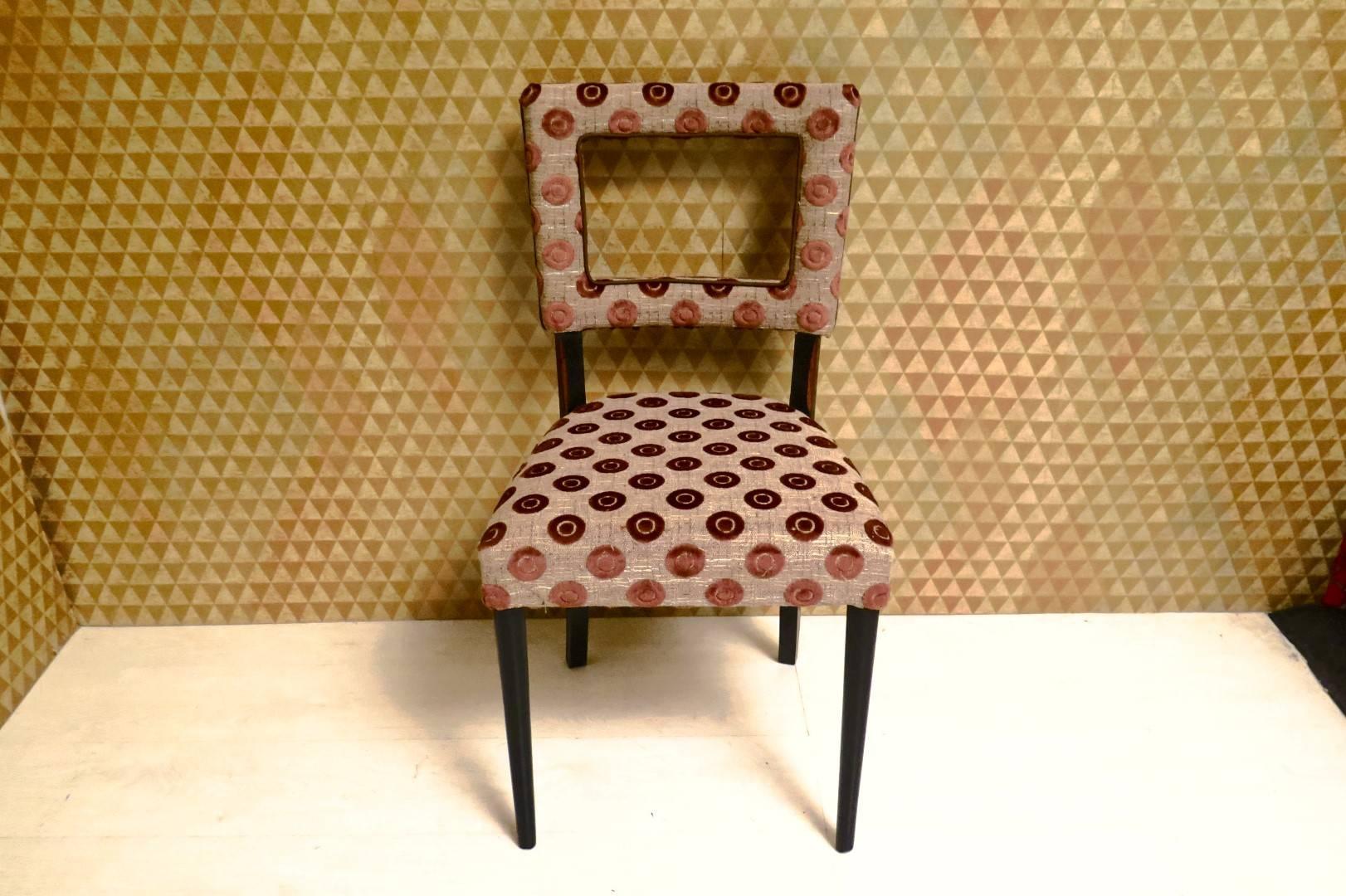 6 Art Deco Brown Geometric Velvet Italian Chairs, 1940 4