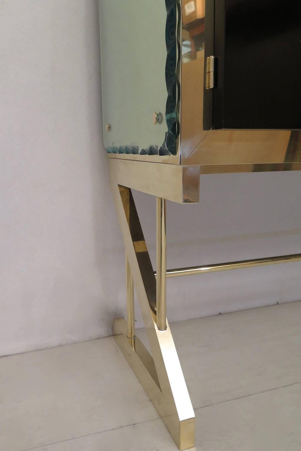 Wood Modern Brass and Monoliths Glass Italian Sideboards, 2017