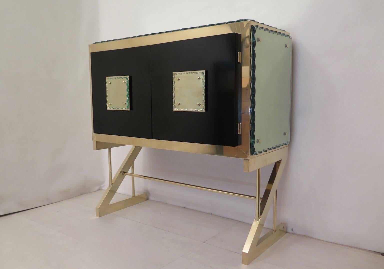 Modern Brass and Monoliths Glass Italian Sideboards, 2017 3