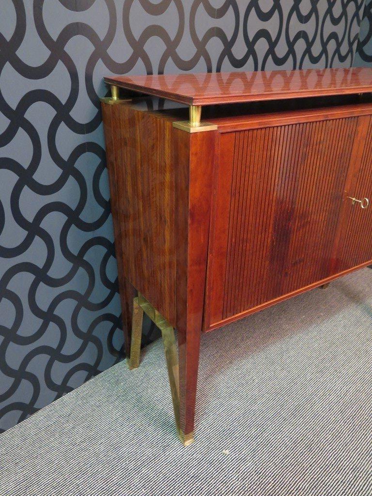 Jacques Quinet Cherrywood and Brass French Sideboard, 1957 In Excellent Condition In Rome, IT
