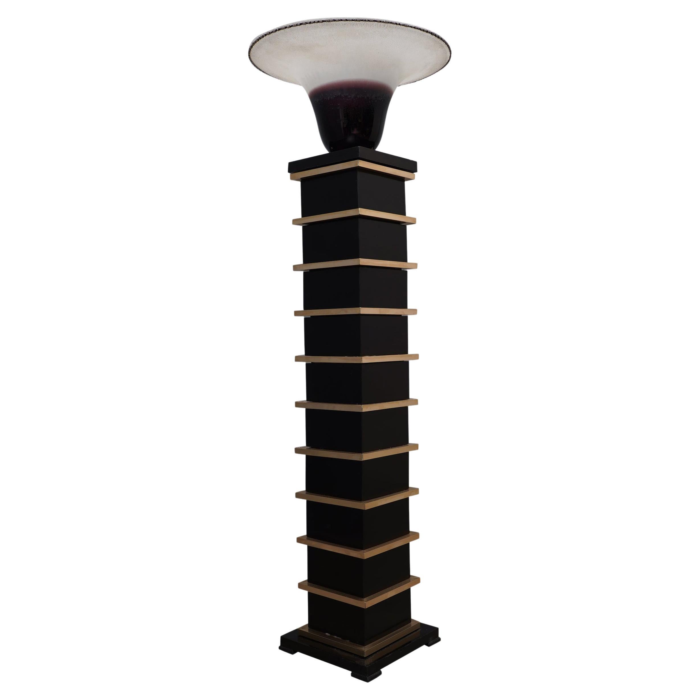 Barbini Murano Art Glass and Brass Mid-Century Floor Lamp, 1950 For Sale