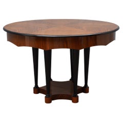 Biedermeier Round Walnut Wood Extendable Table, 1890