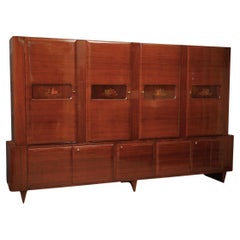 Vintage Italian Manufactory Midcentury Walnut Bookcase, 1950