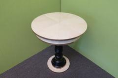 1930 Round Parchment and Brass Italian Art Deco Side Table