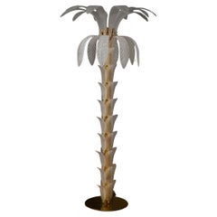 Lampada da terra in vetro e ottone di Murano del MidCentury, 1980