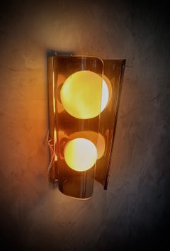 Murano Art Glass Brown and Pink Wall Light, 1980