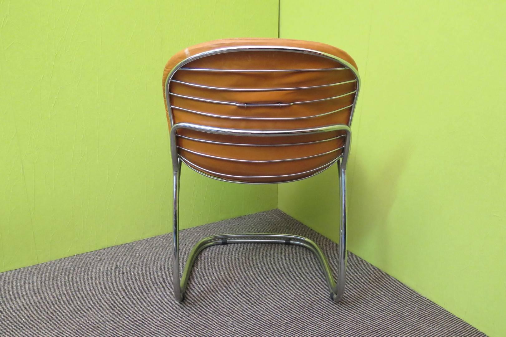 Six by Gastone Rinaldi Leather and Tubular Metal Italian Chairs 1