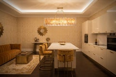 Lustre et pendentif rectangulaire en verre d'art de Murano de couleur bronze, 2020