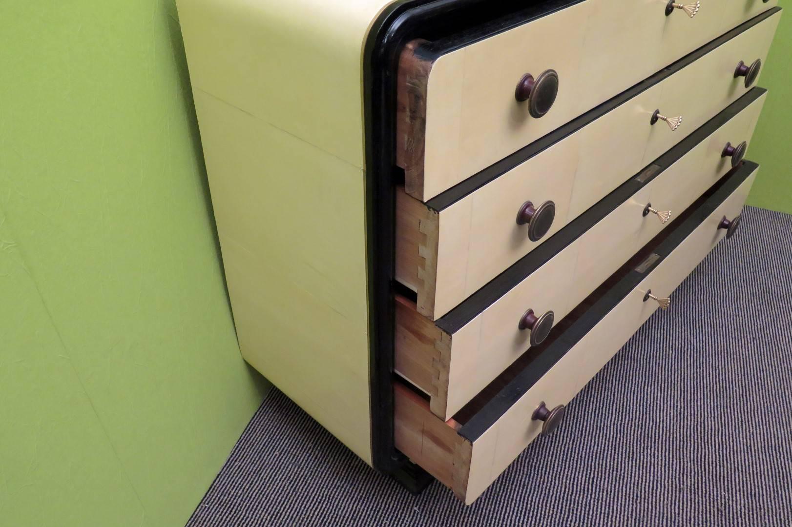 1940 Parchment and Brass Art Deco Chests of Drawers 2