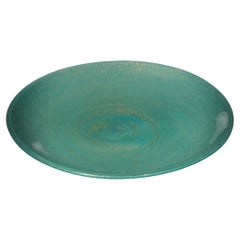 Barovier & Toso Murano Round Sky Blue Color Glass Plate, 1980