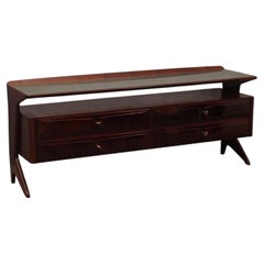 Art Deco Dassi Walnut and Glass Top Italian Commode Chests of Drawers, 1950