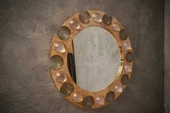 Espejo de consola o de pared con lentes redondas de latón y cristal transparente, 2020