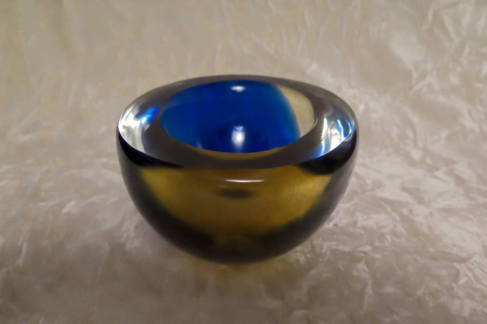 Italian Ashtray in Murano Glass Signed Venini